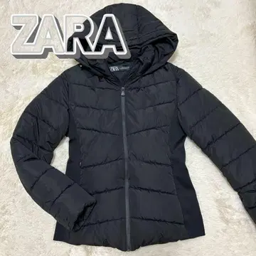 새상품급 ZARA 후드 부착 블랙 퀼팅 충전솜 다운 자켓 M