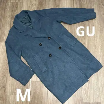GU 더블 코트 블루 계열 M 새상품급 턱 체스터