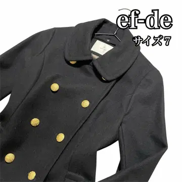 새상품급 ef-de 체스터 코트 블랙 골드 버튼 울 혼방 모 80% 7호
