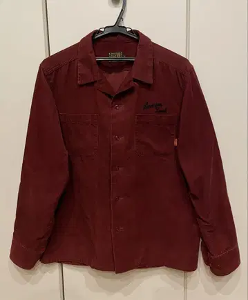 레어 CALEE 칼리 버건디 코듀로이 오픈 카라 셔츠