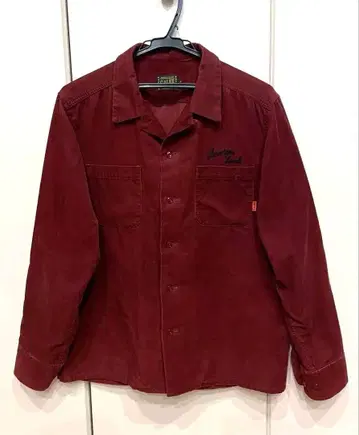 레어 CALEE 칼리 버건디 코듀로이 오픈 카라 셔츠