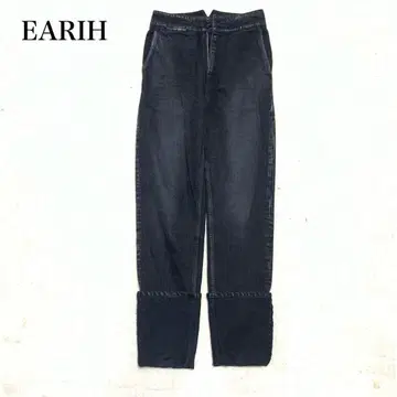 EARIH 블랙 데님 스트레이트 데님 롤업 데님 일본제