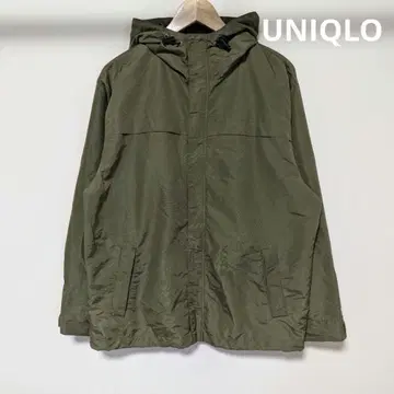 올리브색 후드 부착 나일론 자켓