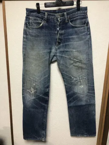 DENIME 데미지 리페어 가공 블루 데님 팬츠 드님 데님