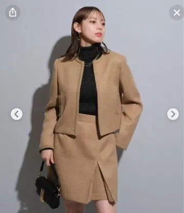 새상품급 mystrada 마이 스트라다 트위드 자켓 카멜