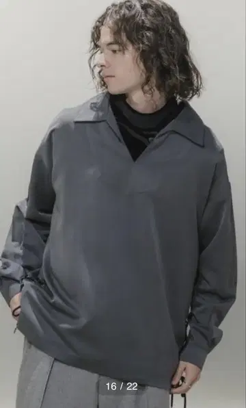 CASPER JOHN 사이드 레이스 스키퍼 셔츠 그레이