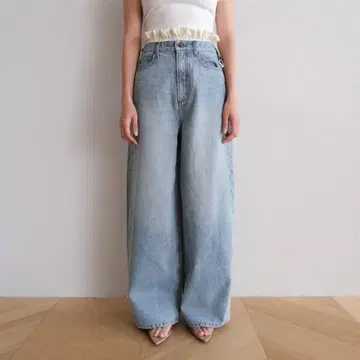 searoomlynn 허리콤비 볼륨 와이드 데님 콤비