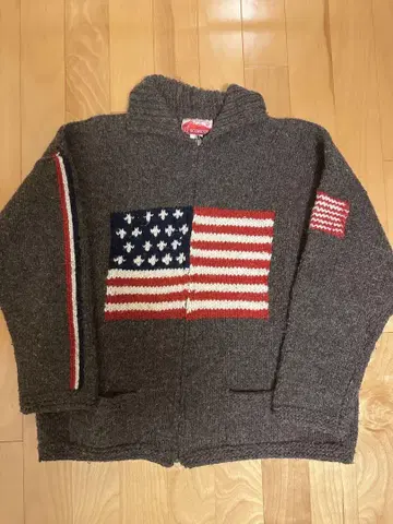 핸드 니트 울 스웨터 미국 국기