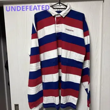 UNDEFEATED 긴팔 피케 셔츠 빨간색/화이트/파랑