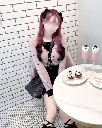 허니뮤우 Luv 도킹 가디건 상의 미셸 마카롱