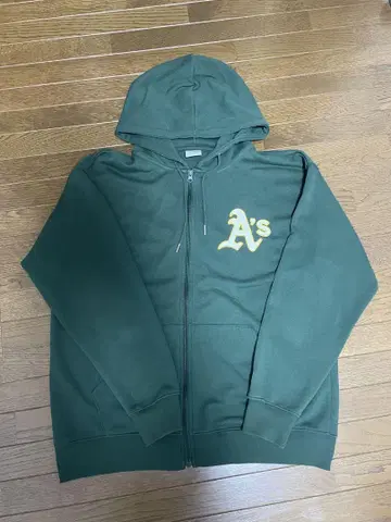 A's 풀 집업 후드티 L 사이즈 다크 그린