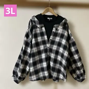 이너 레이어드 스타일 체크 셔츠 블랙 계열 3L
