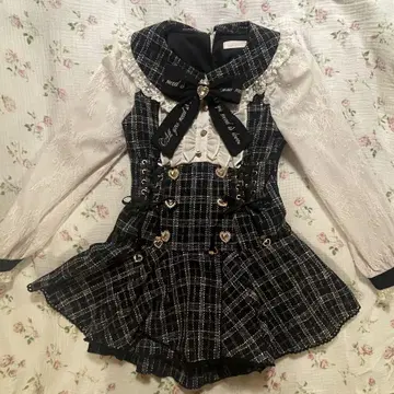 리즈리사 LIZLISA 메시지 리본 트위드 셋업