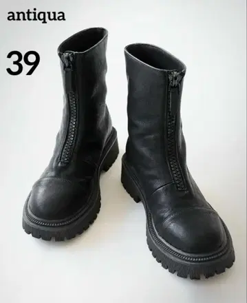 새상품급 antiqua 안티카 프론트 지퍼 숏부츠 블랙 39