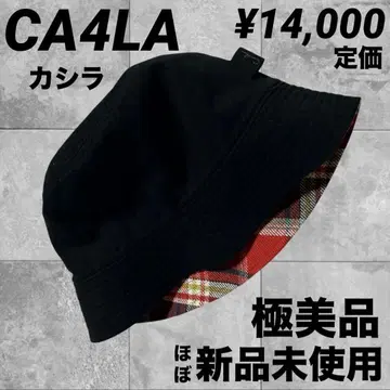 CA4LA 카시라 블랙 버킷햇 빨간색 체크 모자 여성용