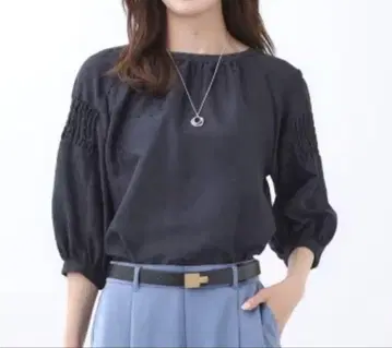 리플렉트 레오파드풍 자카드 블라우스 M