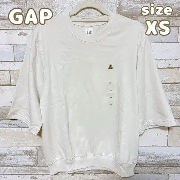 미사용 [ GAP ] 갭 쿨 넥 맨투맨 오부 소매 상의 화이트 XS