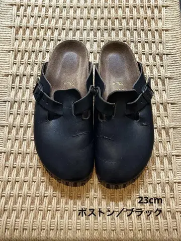 버켄스탁 보스턴 천연 가죽 가죽 블랙 23cm
