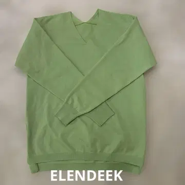 ELENDEEK 라이트 그린 V넥 긴팔 엘렌딕 프리 사이즈