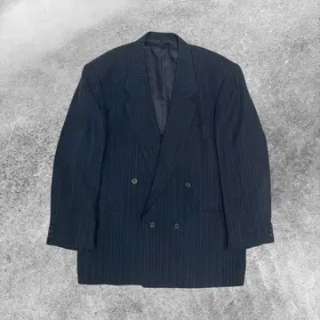 90's vintage 더블 자켓 네이비 스트라이프 오버 사이즈