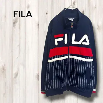 휠라 저리 트랙 자켓 스포츠 웨어 빅 로고 스트라이프 M