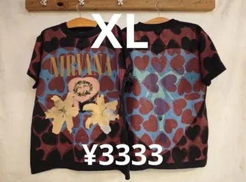 XL NIRVANA 하트 꽃 T셔츠