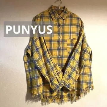PUNYUS 푸뉴즈 여성용 체크 셔츠 프린지 디자인