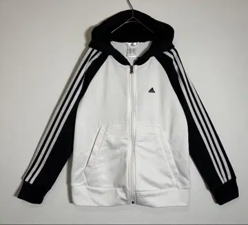 adidas 아디다스 자수 로고 절개 디자인 집업 후드티