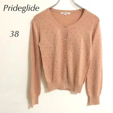 Prideglide 가디건 (38) 핑크 베이지 얇은 소재 펄 버튼