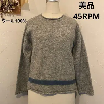 새상품급 45rpm 라인 니트 울 풀오버 그레이 1 S