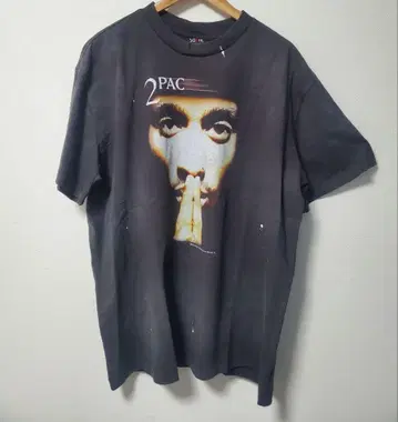 2PAC 빈티지 가공 T셔츠 랩