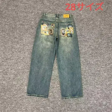 미사용 Derschutze 패치 부착 스트레이트 데님 28 사이즈