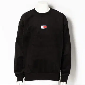TOMMY JEANS 블랙 크루넥 맨투맨