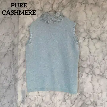 퓨어 캐시미어 캐시미어 100% 베스트 니트 슬리브리스 베스트 깔끔한