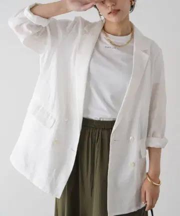 loungedress 린넨 시어 자켓 화이트