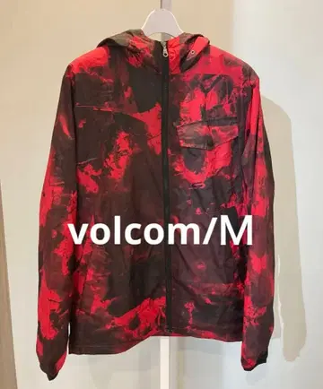 volcom 후드 부착 나일론 자켓 빨강 검정