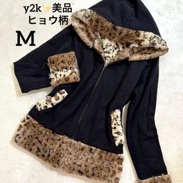 새상품급 y2k 레오파드 무늬 복슬복슬 후드티 갸루 그런지