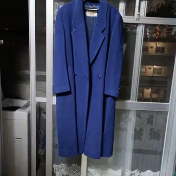 파란 울 롱 코트 더블 브레스트