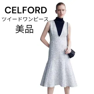 새상품급 CELFORD 트위드 원피스 오버롤 스커트 잡지 게재