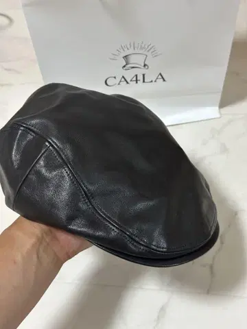 CA4LA 블랙 가죽 헌팅 모자 L 사이즈