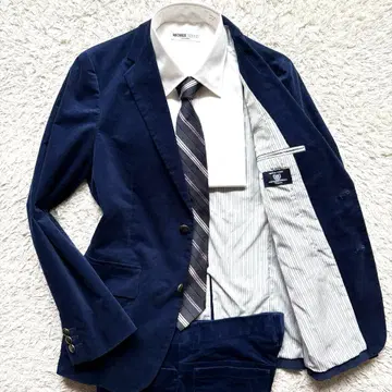 코듀로이 꼼사 코뮌 셋업 골드 버튼 파랑 싱글