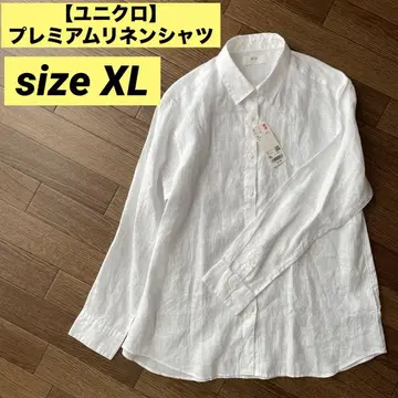 [유니클로] 택 포함 여성용 XL 프리미엄 린넨 셔츠 긴팔 화이트