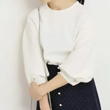 IENA 이에나 리브 스트레치 벌룬 슬리브 풀오버 아이보리