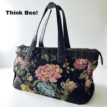 새상품급 Think Bee! 싱크비 고블랑 직조 꽃무늬 스팽글 토트백