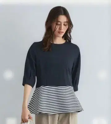 새상품 그린 라벨 릴랙싱 페플럼 턱 슬리브 풀오버