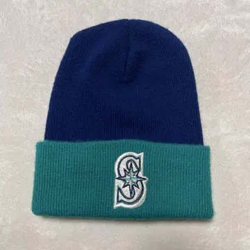 새상품급 90s Y2K MLB 시애틀 마리너스 니트 모자 네이비 터콰이즈