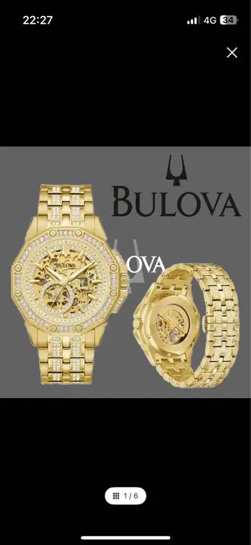 Bulova 골드 스켈레톤 손목시계 매우 저렴!