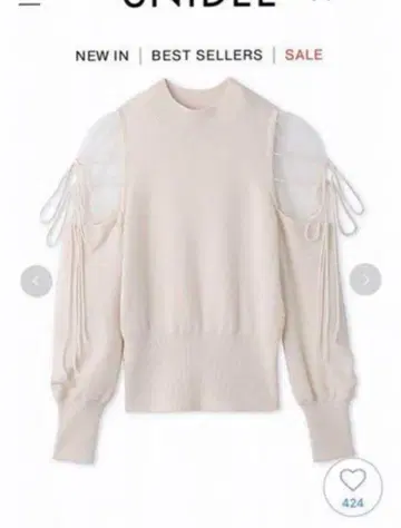 Sustaina 시스루 숄더 니트 풀오버 스나이델