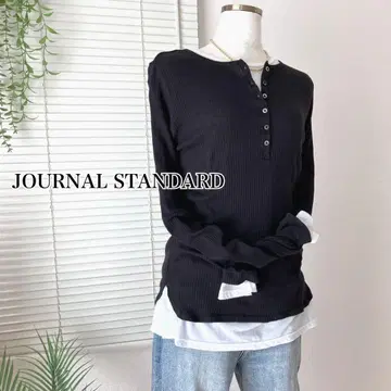 JOURNAL STANDARD 시어 골지 헨리넥 풀오버 블랙
