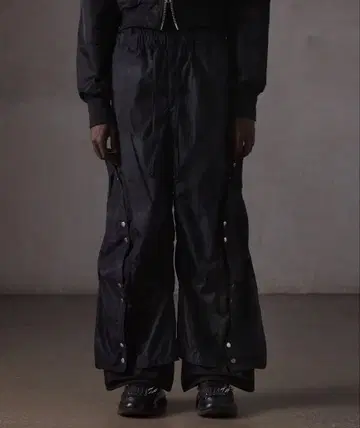 GRANCY Button Layered Design Nylon Pants